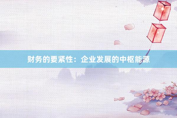 财务的要紧性：企业发展的中枢能源